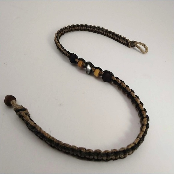 Woven Fiber Necklace with Metal and Wood Accents - Picture 5 of 6